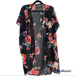 Hippie Chic Open Front Floral Top 2X